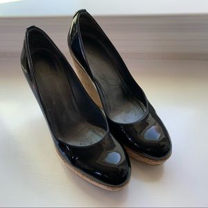 Stuart Weitzman Black Patent Wedges- size 6.5